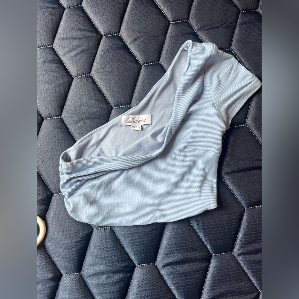 COPY - Blue one shoulder crop top